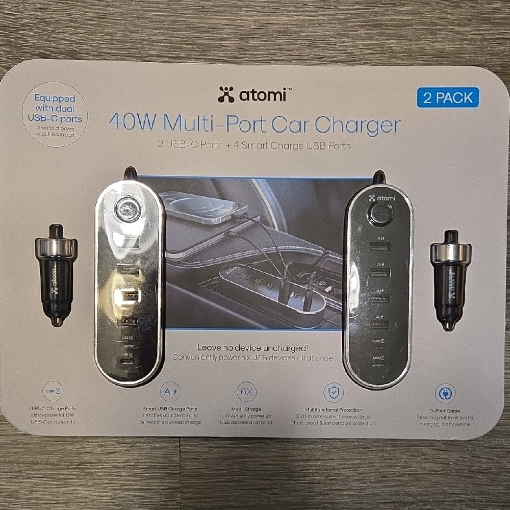 NiP Atomi 40W Multiport Car Charger 2 Pk